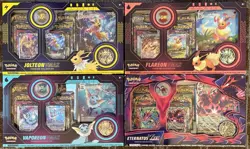 Pokemon TCG Jolteon Flareon Vaporeon Eternatus VMAX Premium Collection Set Of 4 - Image 1