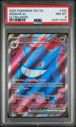 2024 POKEMON TEF EN-TEMPORAL FORCES #193 GENGAR ex ULTRA RARE 193/162 PSA 8 - Image 1