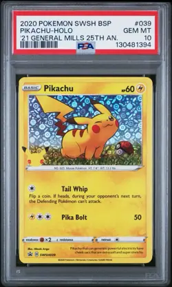 2020 POKEMON SWSH BLACK STAR PROMO #039 PIKACHU-HOLO PSA 10 - Image 1