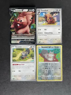 Greedent V Shining Fates(+1) + Skwovet (x2/1 RevHOLO) 4-card Pokemon lot - PWE - Image 1