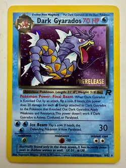 Dark Gyarados PRERELEASE 08/82 Team Rocket, Promo Holo Pokemon Card - Mint - Image 1