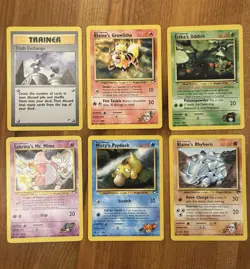 WotC Pokemon TCG Card Lot (6), LP, Gym Heroes Gym Challenge, Misty Erika Sabrina - Image 1