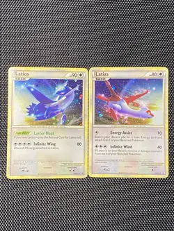 Latios and Latias HGSS10 + HGSS11 Swirl Black Star Promo Rare Holo Pokemon Cards - Image 1