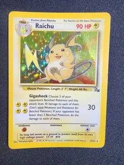 Raichu 14/62 Fossil Set Pokemon TCG Holo WOTC Rare Card Vintage 1999 Damaged - Image 1