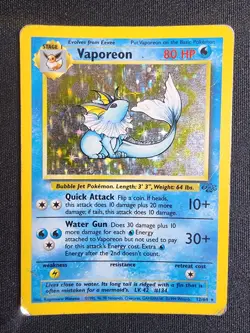 Vaporeon 12/64 [HP/Damaged] [Jungle] (1999) Rare Holo - Pokemon Card - Image 1