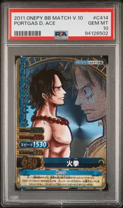 [PSA 10] One Piece OnePY Card Bandai 2011 Holo GR C414 Ace Luffy Rare - Image 1
