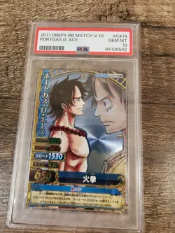 [PSA 10] One Piece OnePY Card Bandai 2011 Holo GR C414 Ace Luffy Rare - Image 3
