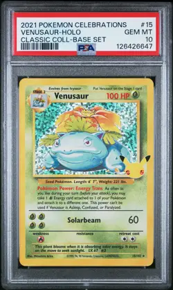 2021 POKEMON CELEBRATIONS CLASSIC COLL #15 VENUSAUR-HOLO PSA 10 - Image 1