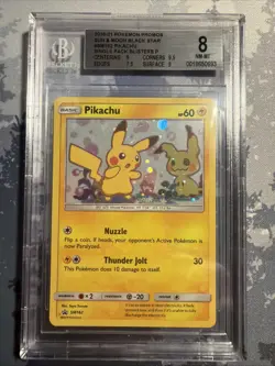 BGS 8 POKEMON TEAM UP SM BLACK STAR PROMO PIKACHU Mimikyu #SM162 HOLO NM Mint - Image 1