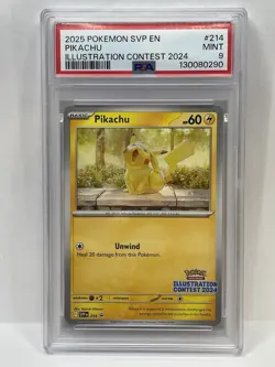 PSA 9 MINT Pikachu 2024 Pokemon Illustration Contest Black Star Promo SVP214 - Image 1