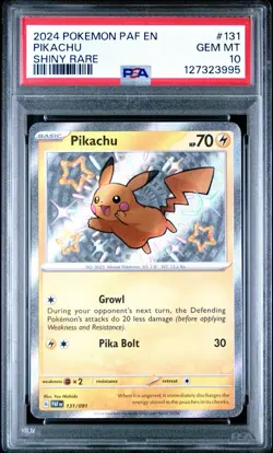 Pikachu Shiny Rare 131/091 Paldean Fates Pokemon 2024 PSA 10 Gem Mint - Image 1