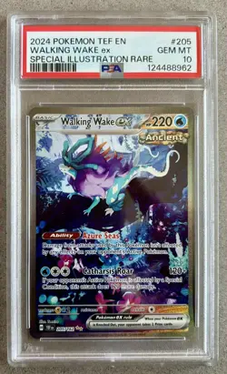 PSA 10 GEM MINT Pokemon Walking Wake ex 205 2024 Temporal Forces SIR Full Art - Image 1