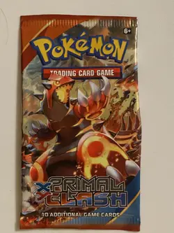 EMPTY Pokemon XY Primal Clash M GROUDON EX Booster Pack Torn Side - Image 1