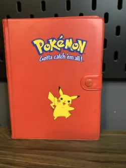 Vintage 1999 Pokemon Pikachu Red Binder TCG Album Snap 30 Page Card Holder - Image 1