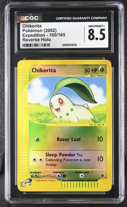 CGC 8.5 Chikorita 100/165 Reverse Holo Expedition Pokemon Card - Image 1