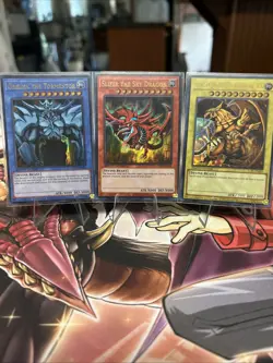 Set of Egyptian God Cards (Obelisk, Ra, Slifer) Legendary Collection Ultra Rare - Image 1