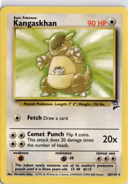 Pokemon TCG Kangaskhan Base Set 2 26/130 Regular Rare Trading Card WOTC - Image 1