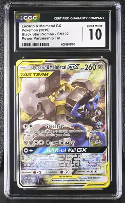 CGC 10 Lucario & Melmetal GX SM192 Black Star Promo Pokemon Card - Image 1