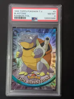 Pokemon Topps TV Blastoise #9 1999 Rainbow Foil PSA 8 - Image 1