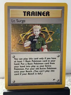Lt. Surge 17/132 Holo Rare 2000 Gym Heroes WOTC Pokemon TCG Trainer Swirl! 👀💫 - Image 2
