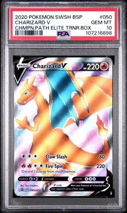 2020 Pokemon SWSH Charizard V #50 Champions Path ETB Promo PSA 10 GEM MINT - Image 1