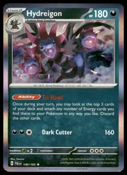 Hydreigon Holo #140/193 SV02: Paldea Evolved Rare Pokemon - Image 1