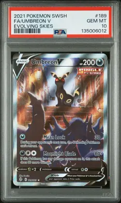 2021 POKEMON SWORD & SHIELD EVOLVING SKIES #189 FULL ART/UMBREON V PSA 10 - Image 1