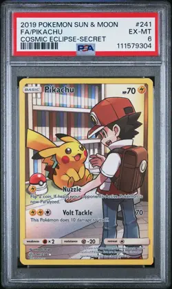 2019 POKEMON SUN & MOON #241 FA/PIKACHU COSMIC ECLIPSE-SECRET PSA 6 - Image 1