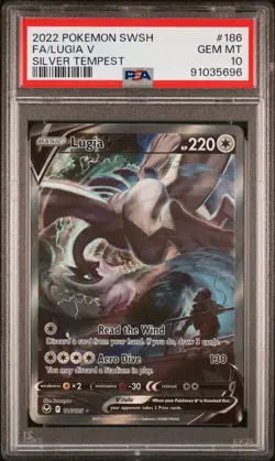 2022 Pokemon Sword & Shield Silver Tempest Lugia V #186 Fa Silver Tempest PSA 10 - Image 1