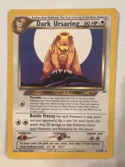 LP Dark Ursaring Reg. 21/105 Unlimited Neo Destiny Pokemon Card - Image 1