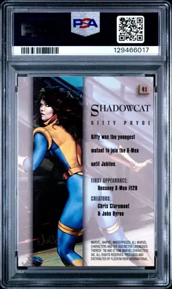 PSA 9 1996 Marvel Masterpieces #41 Shadowcat MINT 19 Higher! - Image 2