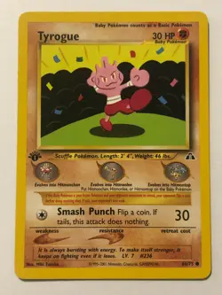 Carte Pokemon - JCC - Tyrogue - 66/75 - Neo Discovery - 1er Ed - Neuf - Image 1