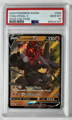 Coalossal V 2020 Pokemon SWSH Vivid Voltage Ultra Rare 098/185 Full Art PSA 10 - Image 1