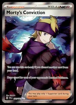 Pokemon TCG SV05: Temporal Forces #155/162 Morty's Conviction NM - Image 1