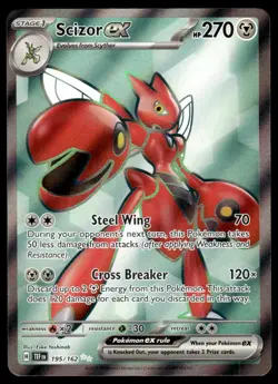 Pokemon TCG SV05: Temporal Forces #195/162 Scizor ex NM - Image 1