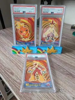2003 Pokemon Topps Advanced Torchic Combusken Torchic PSA 9, 8, 8 - Image 1
