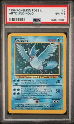 1999 POKEMON FOSSIL #2 ARTICUNO HOLO PSA 8 - Image 1