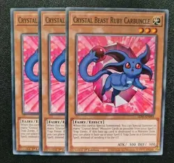 Crystal Beast Ruby Carbuncle x3 Yu-Gi-Oh! LDS1-EN092 1st Common PLAYSET - Image 1