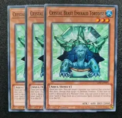 Crystal Beast Emerald Tortoise x3 Yu-Gi-Oh! LDS1-EN095 1st Common PLAYSET - Image 1