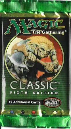 MTG: 6TH EDITION empty Booster Pack wrapper; rear tears, NO CARDS, 1999 - Image 1