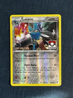 Pokemon League Promo Reverse Holo Stamped Card Lucario 63/124 3rd Place - Image 1
