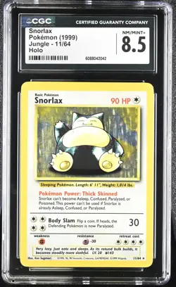 CGC 8.5 ADDITIONAL INK ERROR Snorlax 1999 Jungle 11/64 Holo Pokemon Card - Image 1