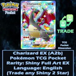 Charizard (A2b) EX Shiny Full Art Card POKEMON TCG POCKET TRADE - Image 1