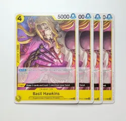 4 x Basil Hawkins OP10-109 Non Holo One Piece TCG Game Card Playset NM - Image 1