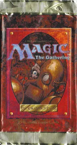 MTG: 4TH EDITION empty Brass Man Booster Pack wrapper; edge tears, 1995 - Image 1