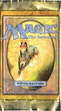 MTG: 5TH EDITION empty Nightmare Booster Pack wrapper; rear tears, 1997 - Image 1
