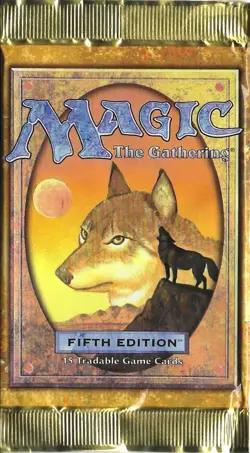 MTG: 5TH EDITION empty Wyluli Wolf Booster Pack wrapper; rear tears, 1997 - Image 1