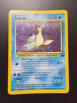 Pokemon TCG Lapras Fossil 10/62 Holo Unlimited Holo Rare - Image 1