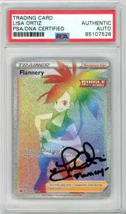 PSA Signed Lisa Ortiz Pokemon Chilling Reign Flannery Secret Rare 215/198 - Image 1