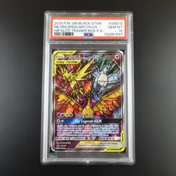PSA 10 Moltres Zapdos Articuno SM210 Pokemon Hidden Fates Stained Glass Holo - Image 1